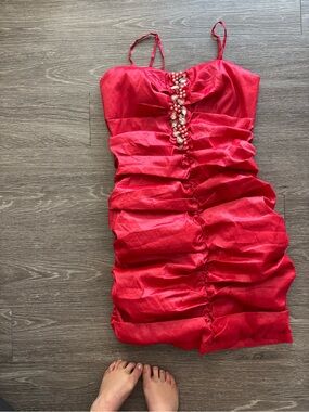 Y2K bring it back feminine: Katia Bright coral pink Strappy Dress
